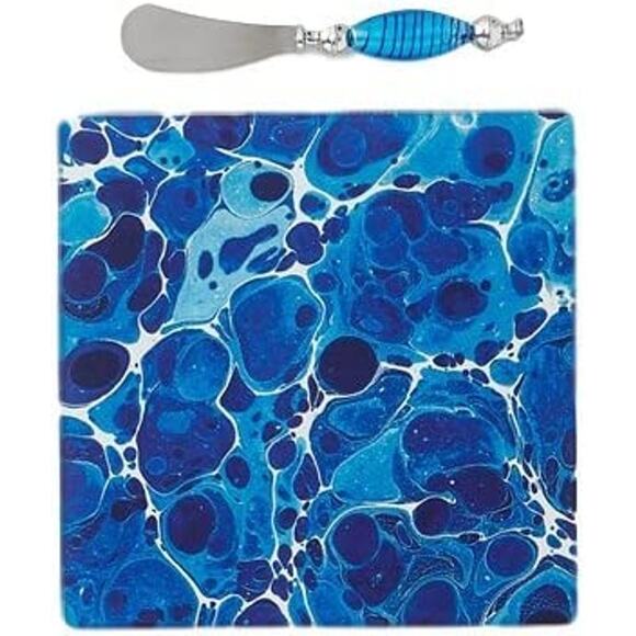 NEW Two's Company Atlantia 2 Piece Cheese Serving Set, Platter and Spreader - Picture 1 of 1